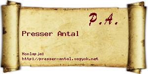 Presser Antal névjegykártya